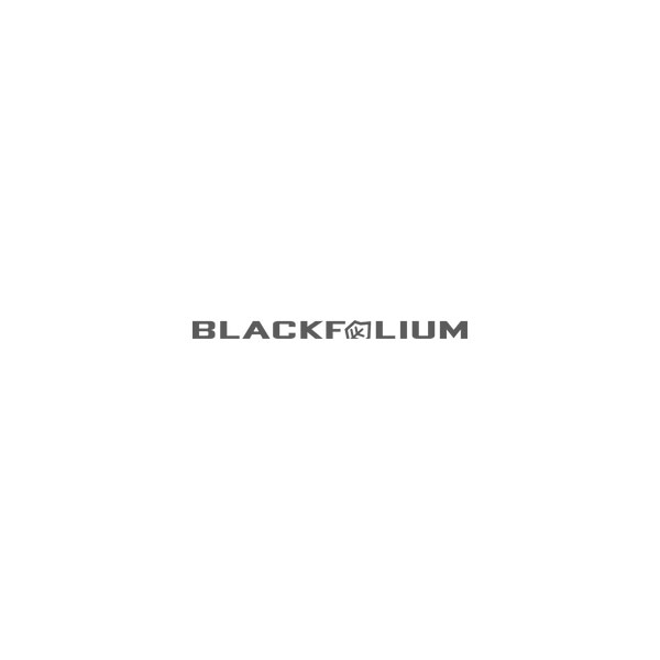 Brand logo centered on a white background; gray wordmark reads BLACKFOLIUM with a small square icon in the middle